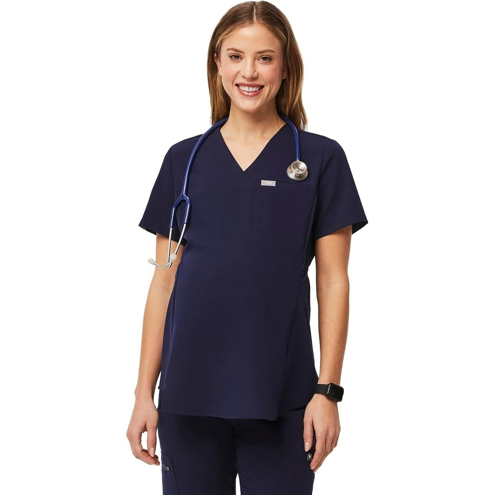 FIGS Hybrid Maternity V-Neck Scrub Top Navy XS